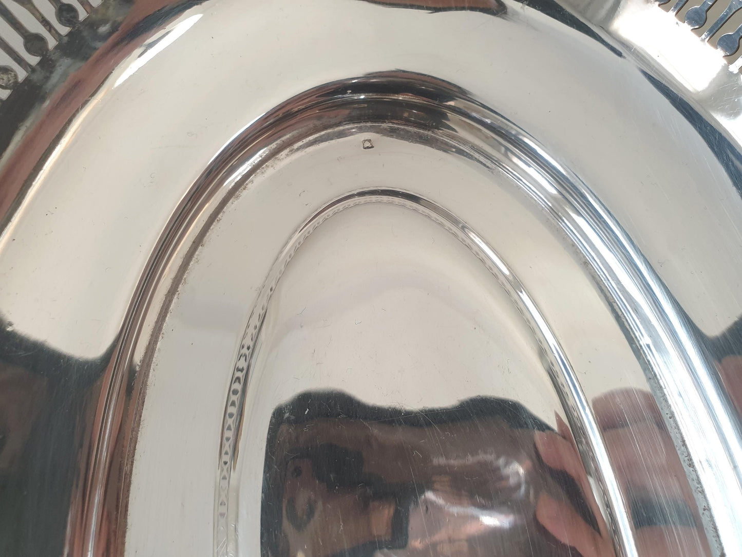 Vintage Silver Plated Bread Basket – Pierced Oval Centerpiece Tray with Beaded Rim