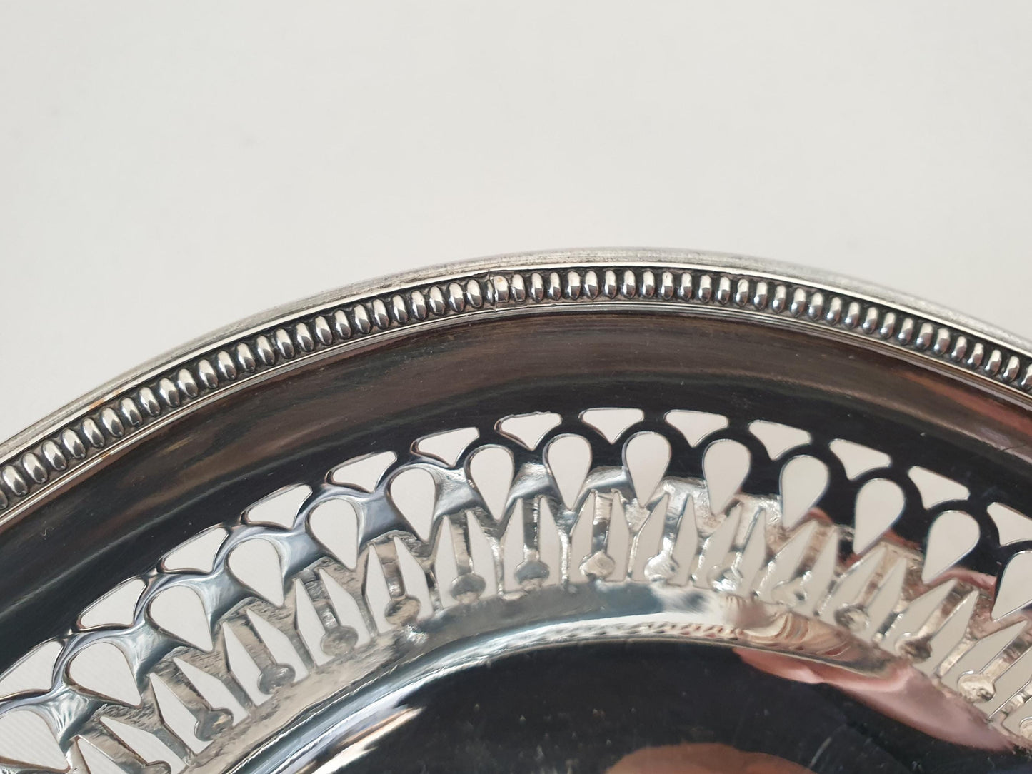 Vintage Silver Plated Bread Basket – Pierced Oval Centerpiece Tray with Beaded Rim