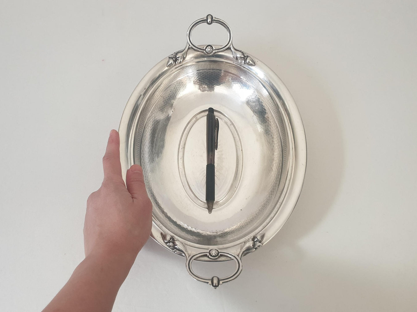 Antique WMF Silver Plated Oval Serving Platter or Bread Basket with with Handles