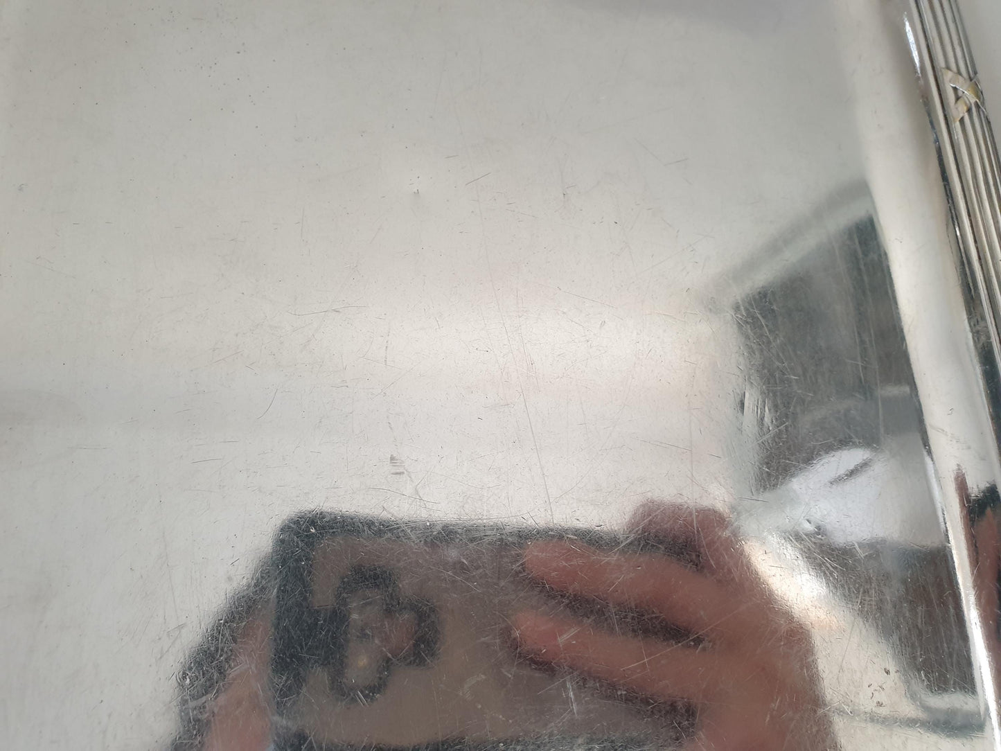 French Antique Small Silver Plated Rectangular Serving Tray or Decorative Tray with Ribbon and Reed Border by Boulenger