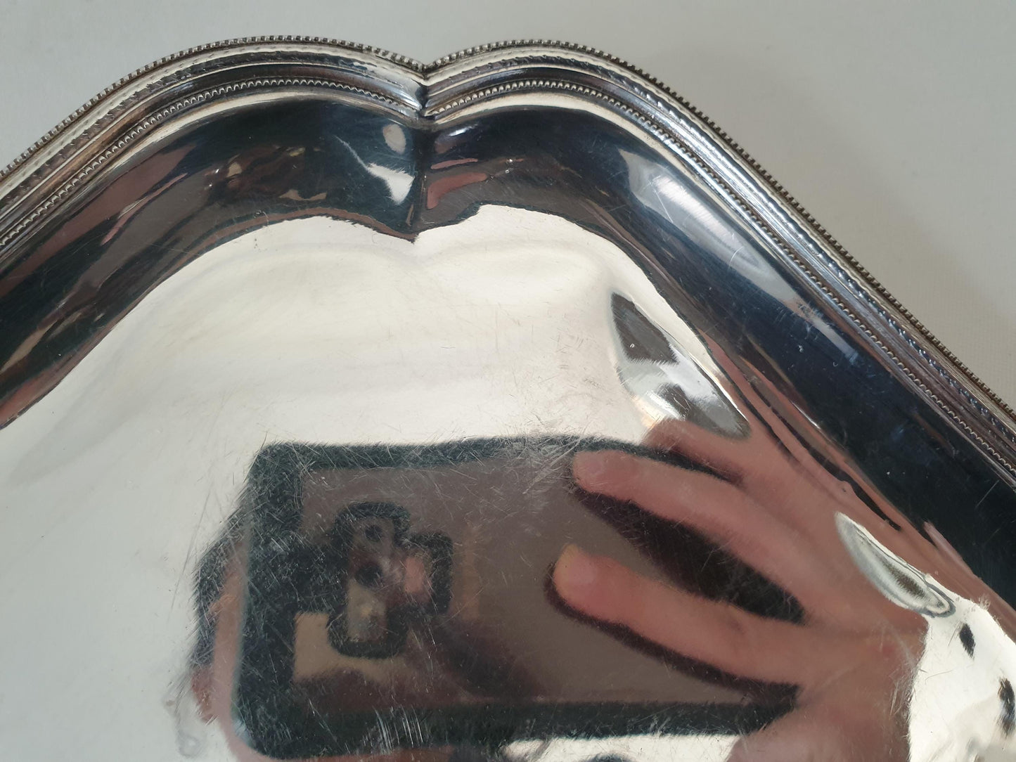 Vintage Small Silver Plated Square Trinket Tray with Beaded Edge – Pen or Jewelry Display Tray