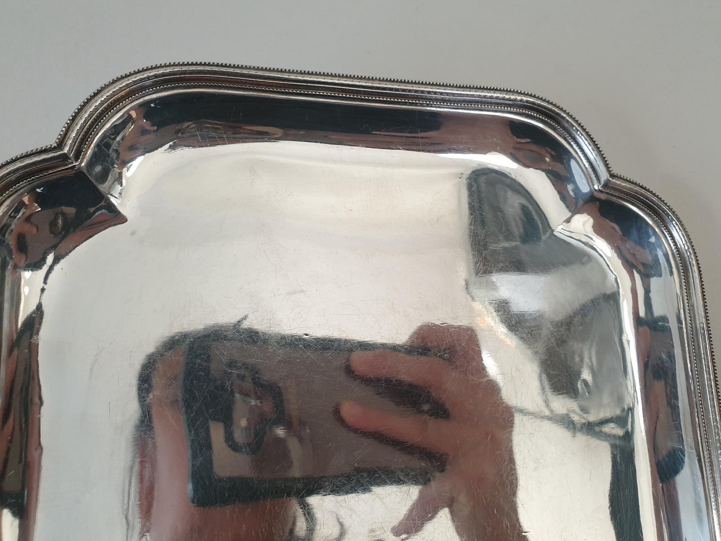 Vintage Small Silver Plated Square Trinket Tray with Beaded Edge – Pen or Jewelry Display Tray