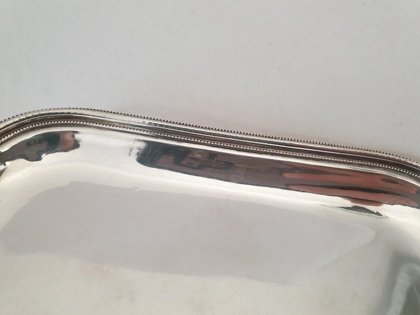 Vintage Small Silver Plated Square Trinket Tray with Beaded Edge – Pen or Jewelry Display Tray