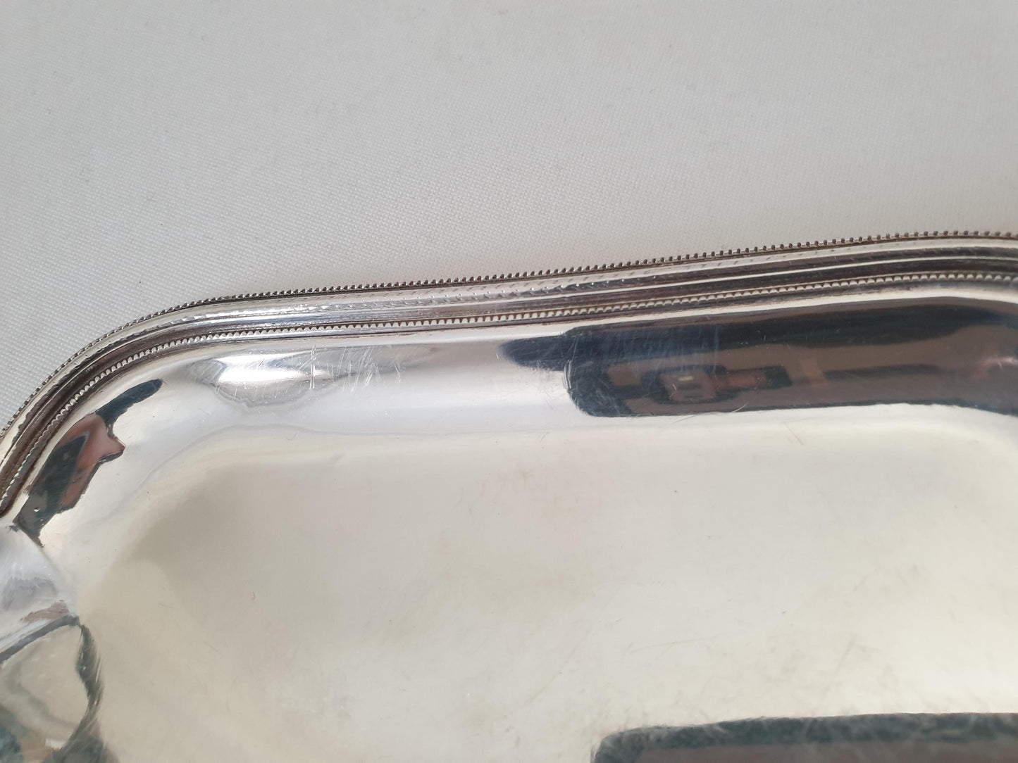 Vintage Small Silver Plated Square Trinket Tray with Beaded Edge – Pen or Jewelry Display Tray