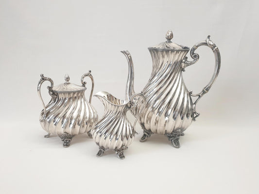 Antique James Dixon & Sons English Victorian Silver Plated Coffee Service Set - Sheffield circa 1900