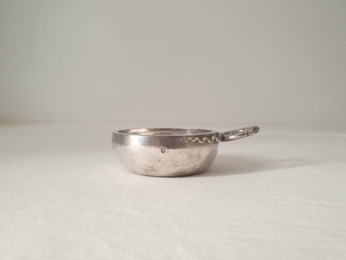 Antique 19th Century French Provincial 800 Silver Wine Taster (Tastevin) with Serpent Handle