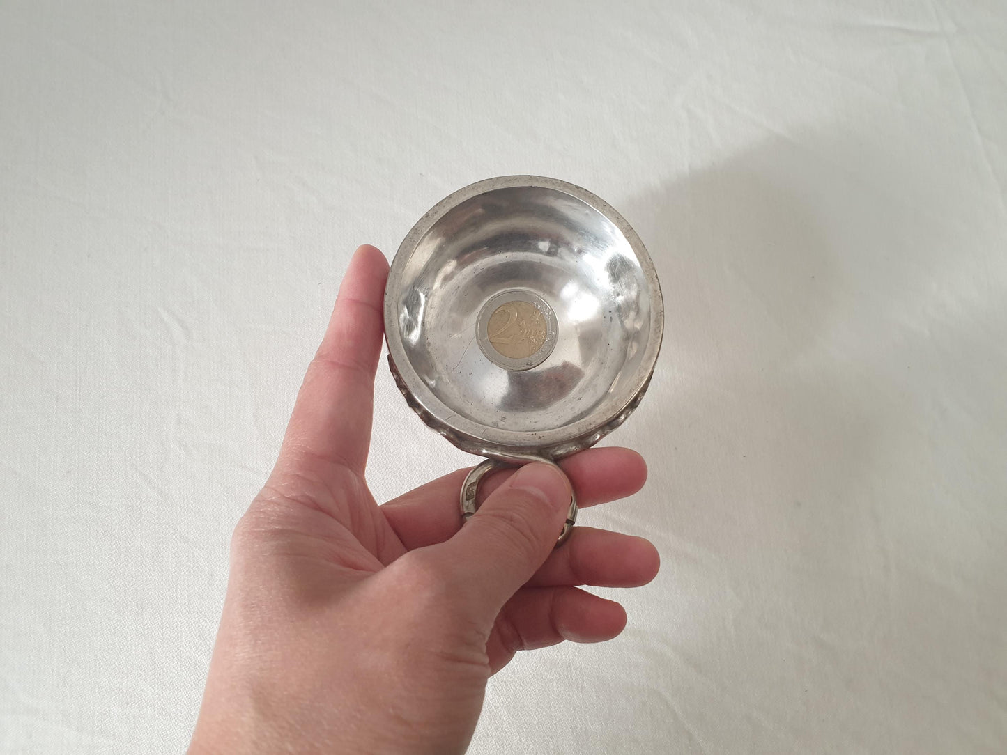 Antique 19th Century French Provincial 800 Silver Wine Taster (Tastevin) with Serpent Handle