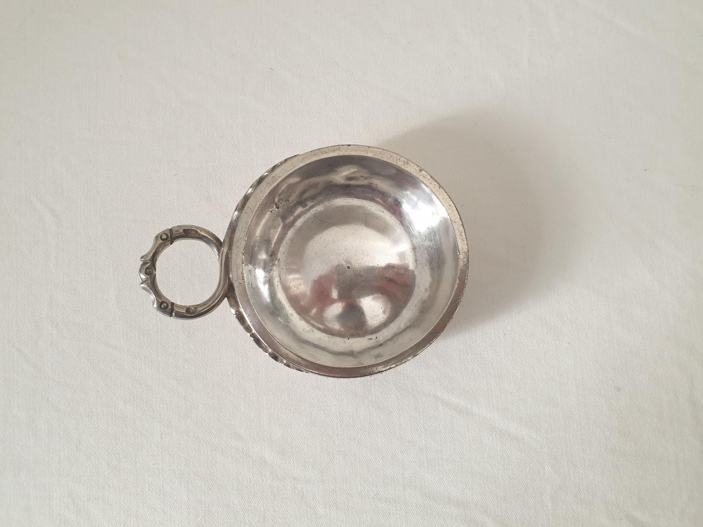 Antique 19th Century French Provincial 800 Silver Wine Taster (Tastevin) with Serpent Handle