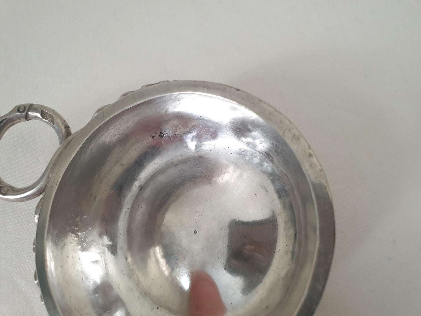 Antique 19th Century French Provincial 800 Silver Wine Taster (Tastevin) with Serpent Handle