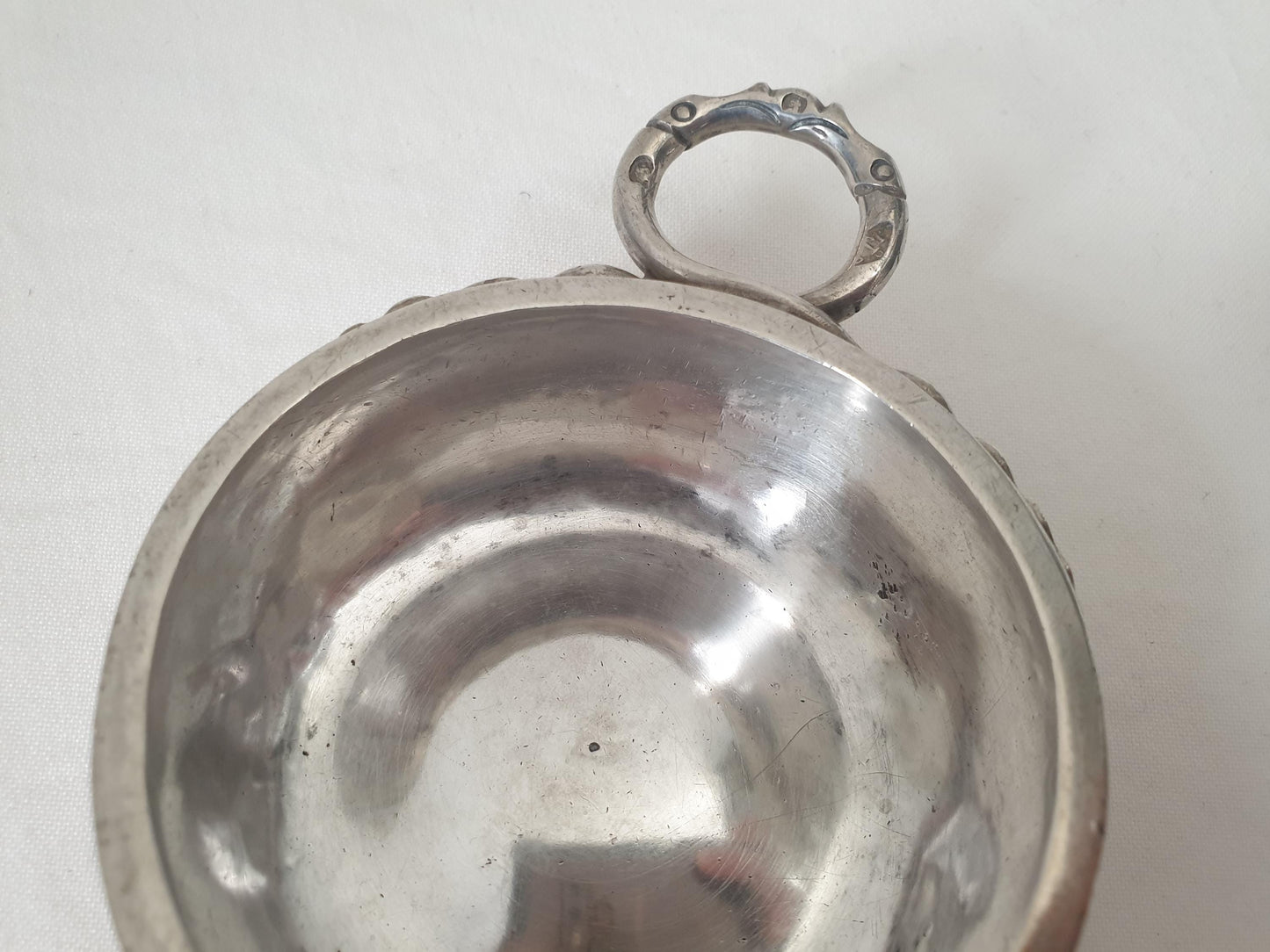 Antique 19th Century French Provincial 800 Silver Wine Taster (Tastevin) with Serpent Handle