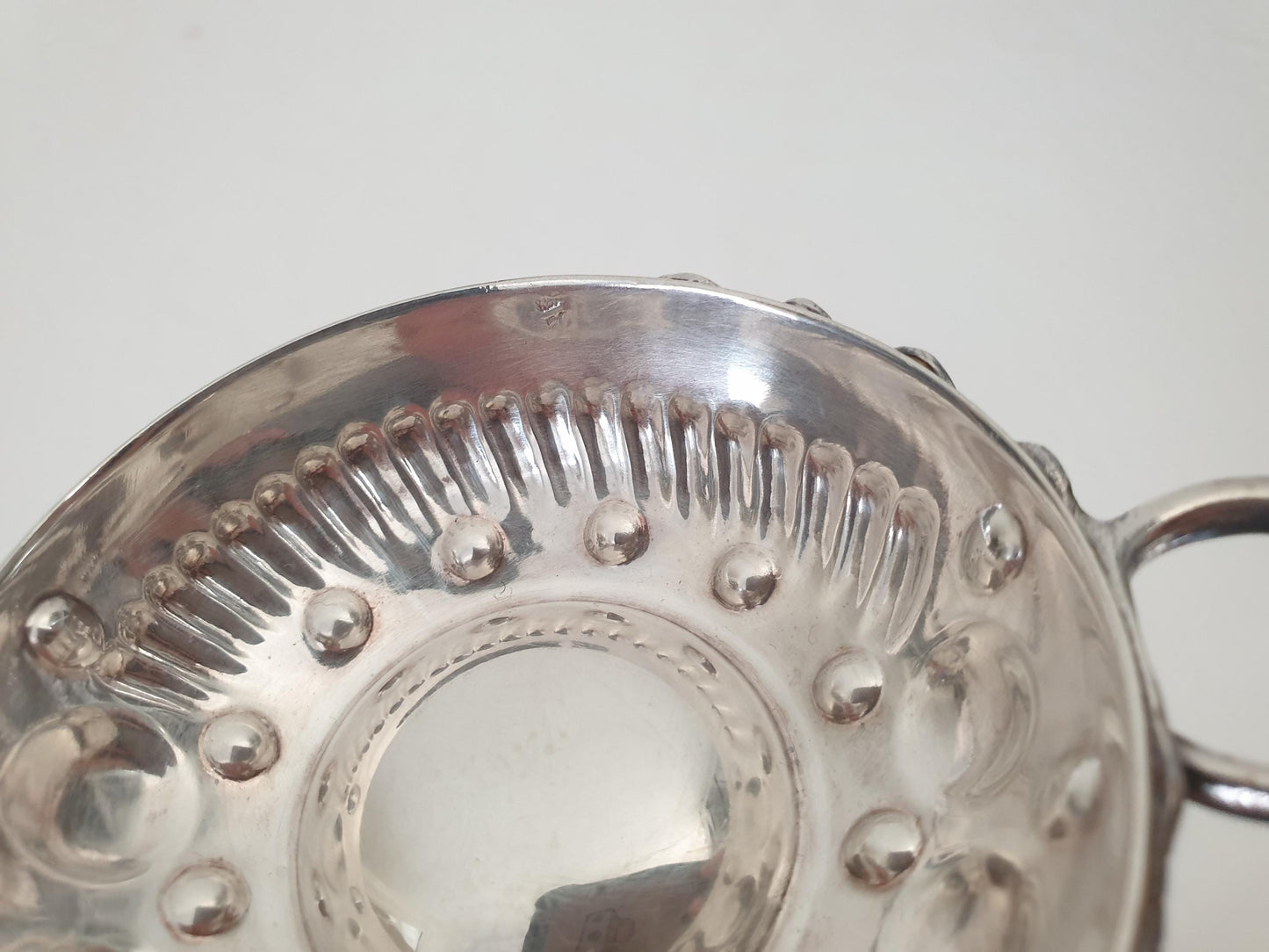 Antique French 950 Silver Wine Taster (Tastevin) with Serpent Handle