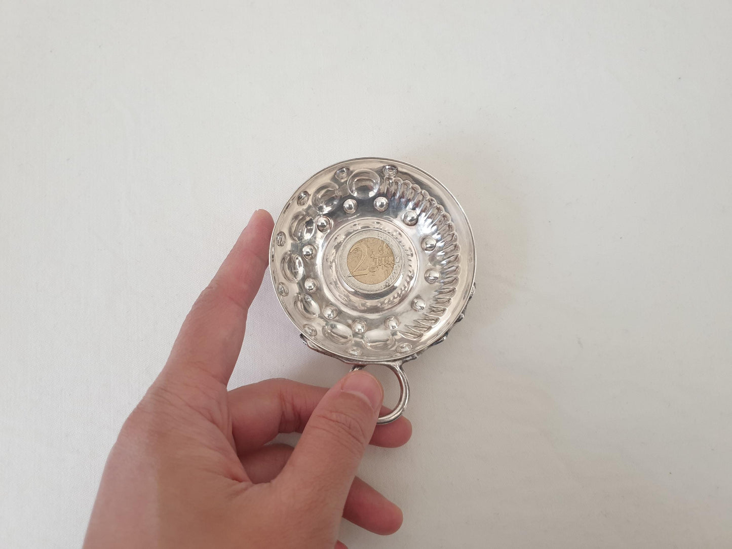 Antique French 950 Silver Wine Taster (Tastevin) with Serpent Handle