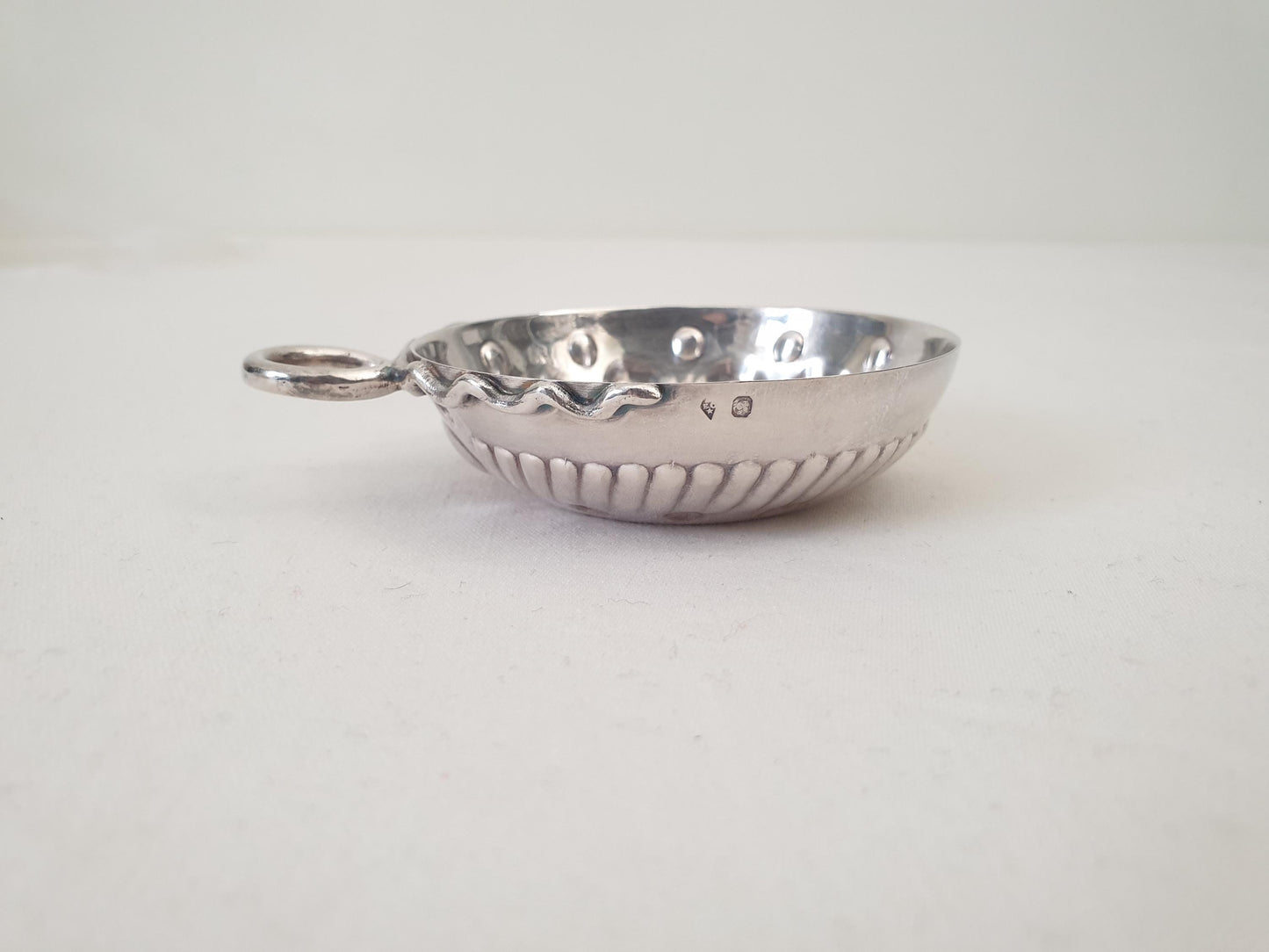 Antique French 950 Silver Wine Taster (Tastevin) with Serpent Handle