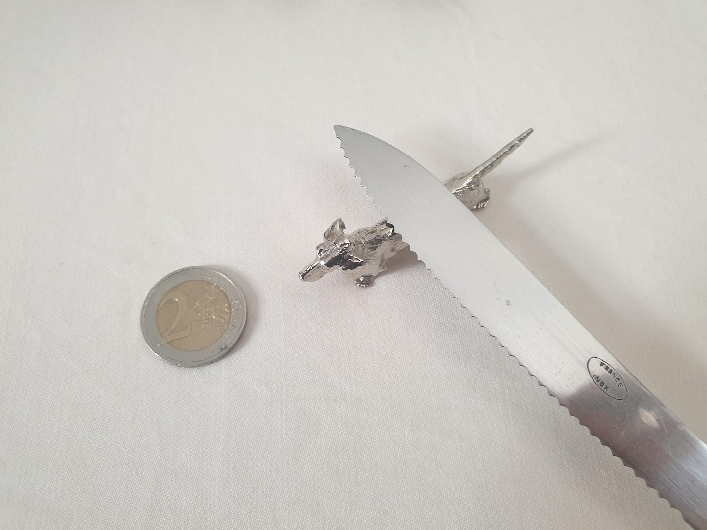 Set of 6 Vintage Silver Plated Dachshund (Teckel) Knife Rests in Nice Blue Box