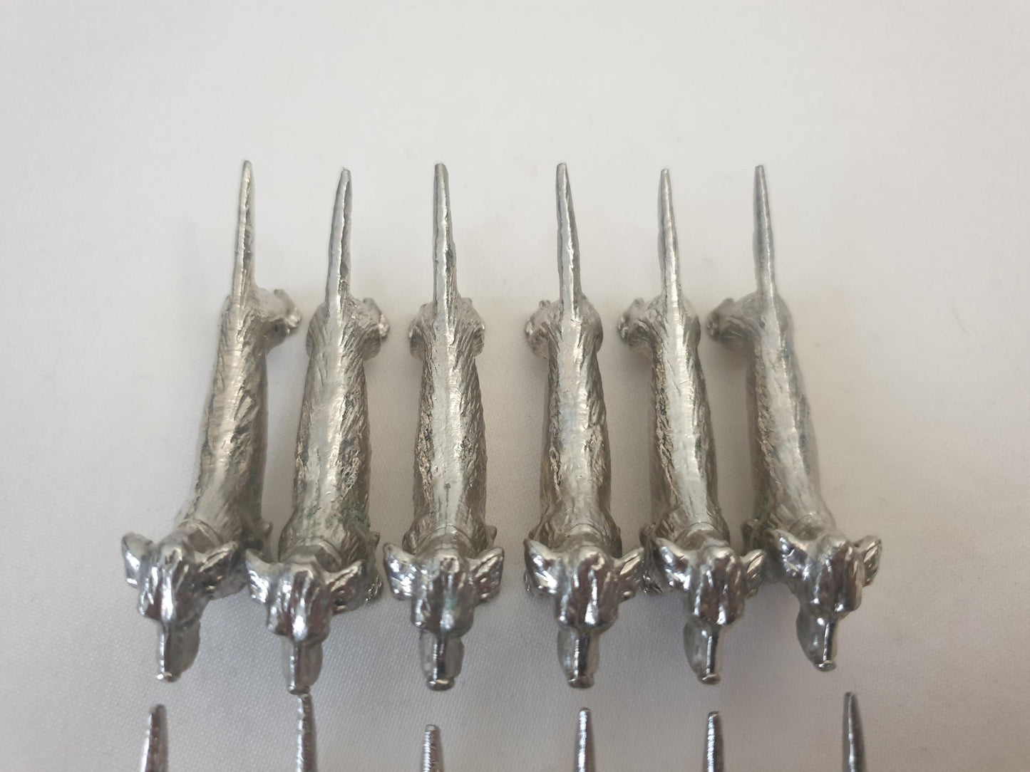 Set of 12 Vintage Silver Plated Dachshund (Teckel) Knife Rests in Blue Box