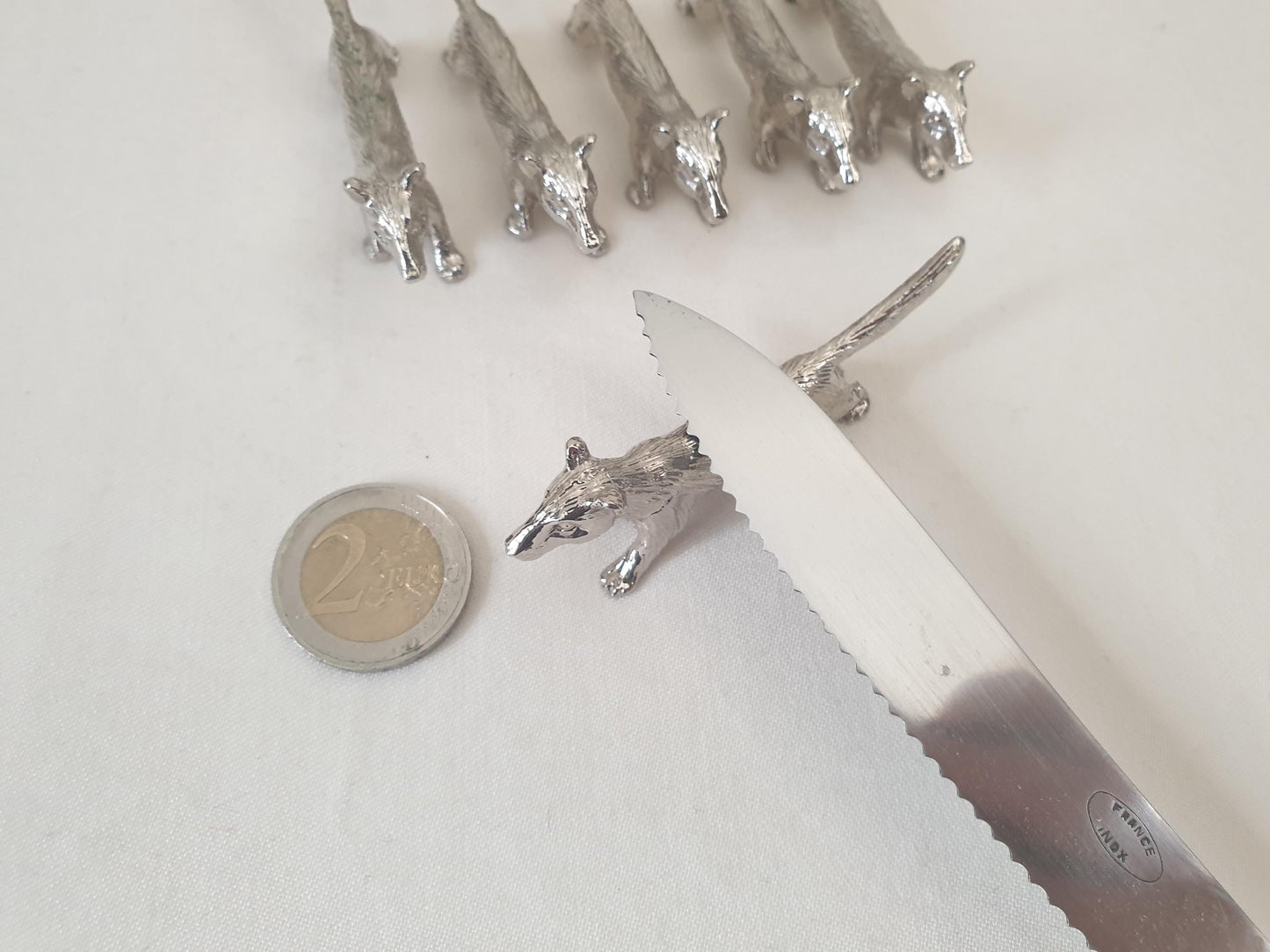 Set of 12 Vintage Silver Plated Fox Knife Rests