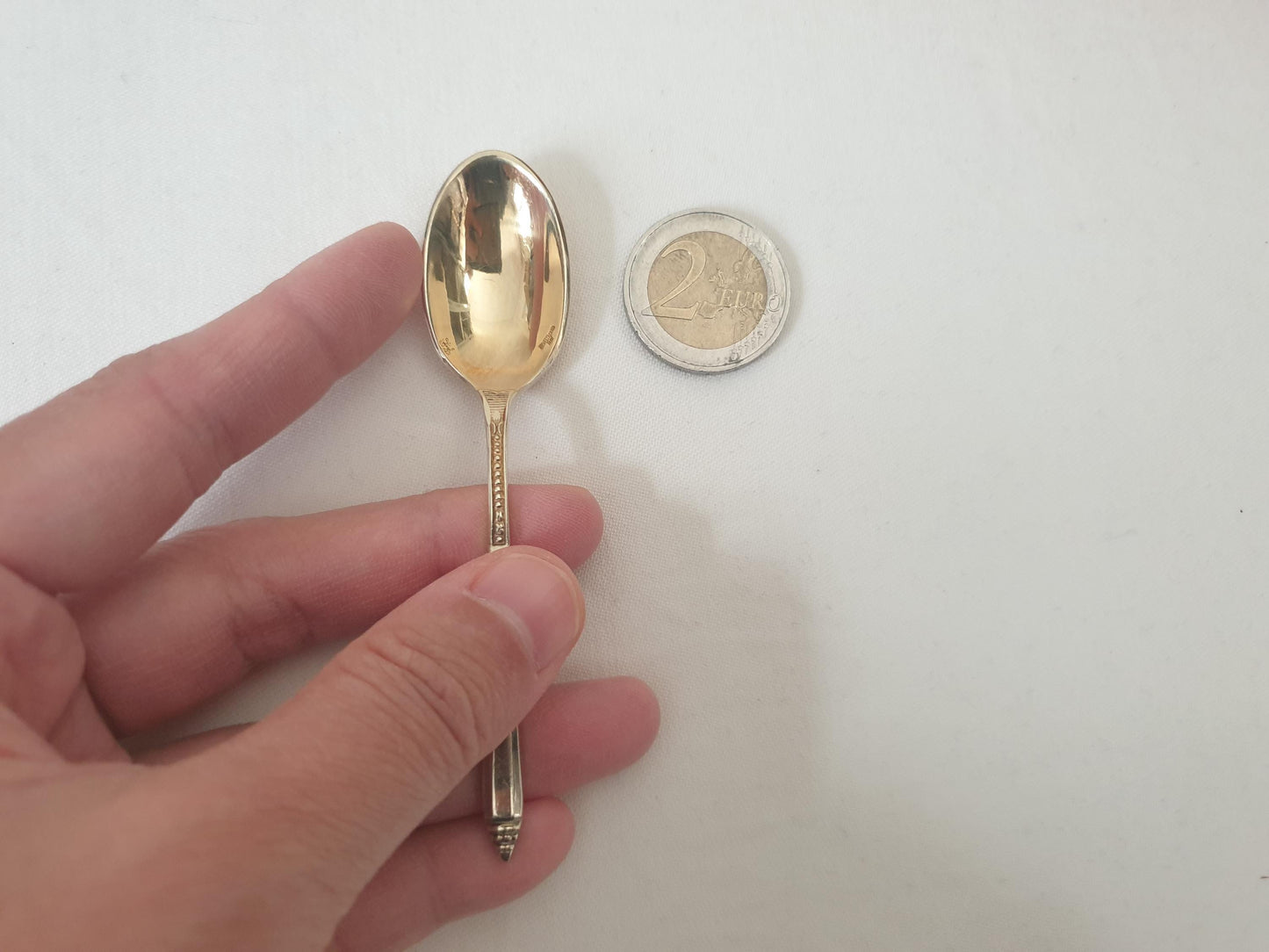 ERCUIS Set of 12 Gold Plated Metal Espresso / Moka Spoons - 12 Demitasse Spoons with Empire Russian-style Handles