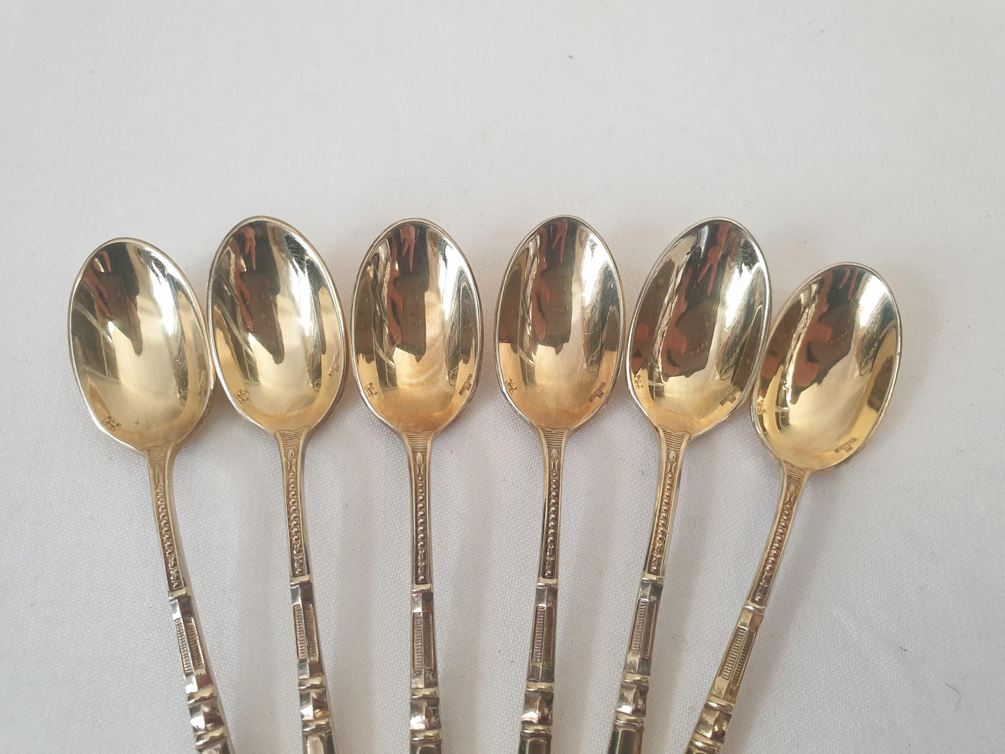 ERCUIS Set of 12 Gold Plated Metal Espresso / Moka Spoons - 12 Demitasse Spoons with Empire Russian-style Handles