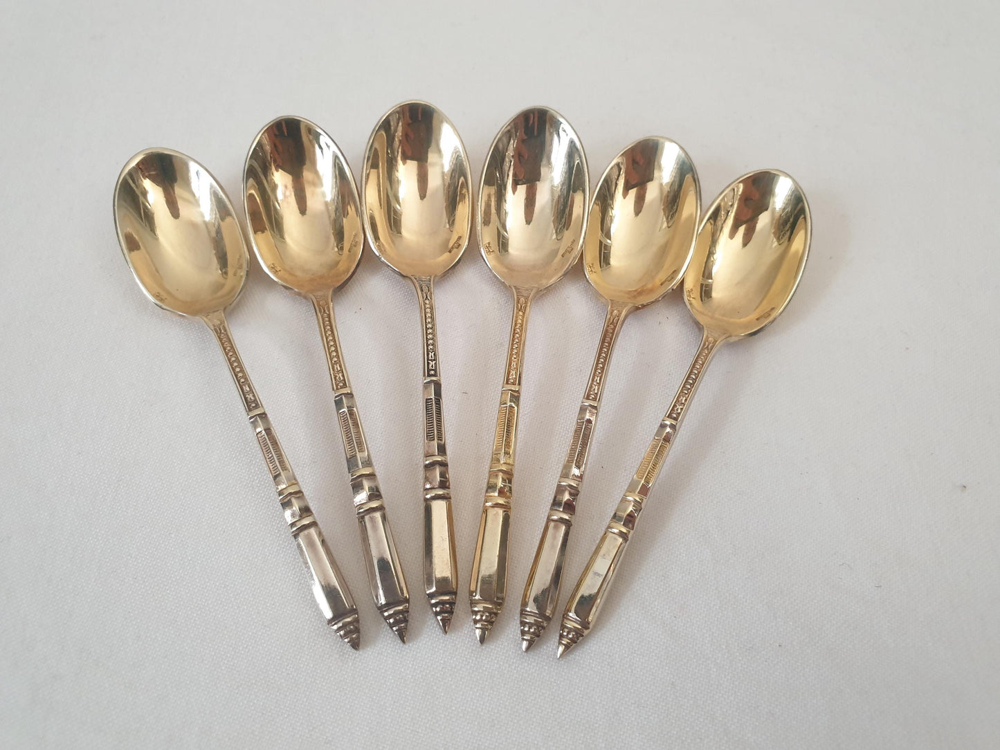 ERCUIS Set of 12 Gold Plated Metal Espresso / Moka Spoons - 12 Demitasse Spoons with Empire Russian-style Handles