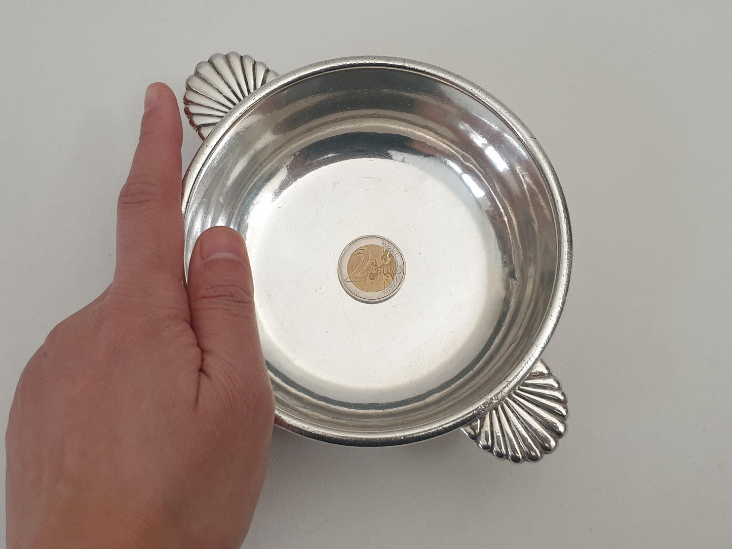 French Vintage Silver Plated Mini Bowl or Sauce Boat with Shell Handles by Renaud & J. Clermont, Nice