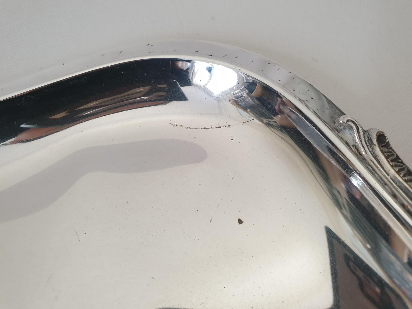 French Vintage Large Silver Plated Rectangular Serving Tray with Handles in Louis XVI Revival Style