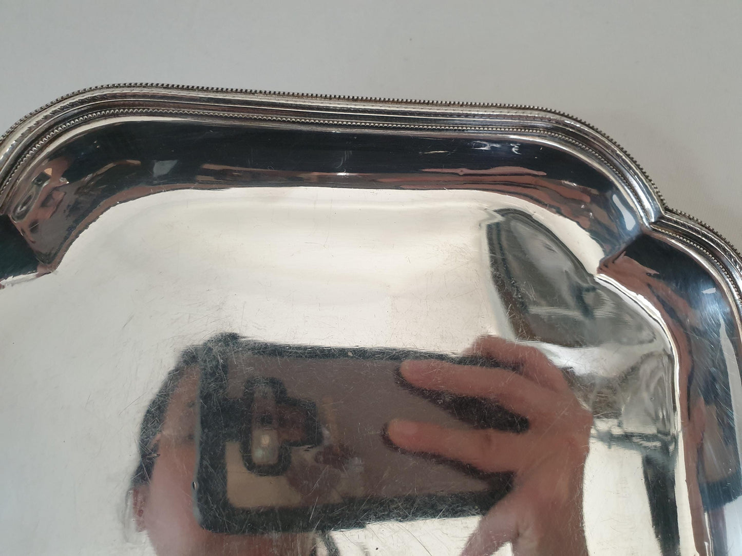 Vintage Small Silver Plated Square Trinket Tray with Beaded Edge – Pen or Jewelry Display Tray