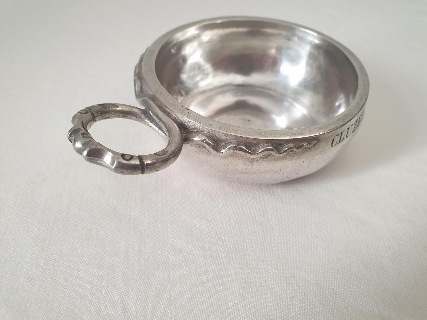 Antique 19th Century French Provincial 800 Silver Wine Taster (Tastevin) with Serpent Handle