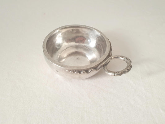 Antique 19th Century French Provincial 800 Silver Wine Taster (Tastevin) with Serpent Handle