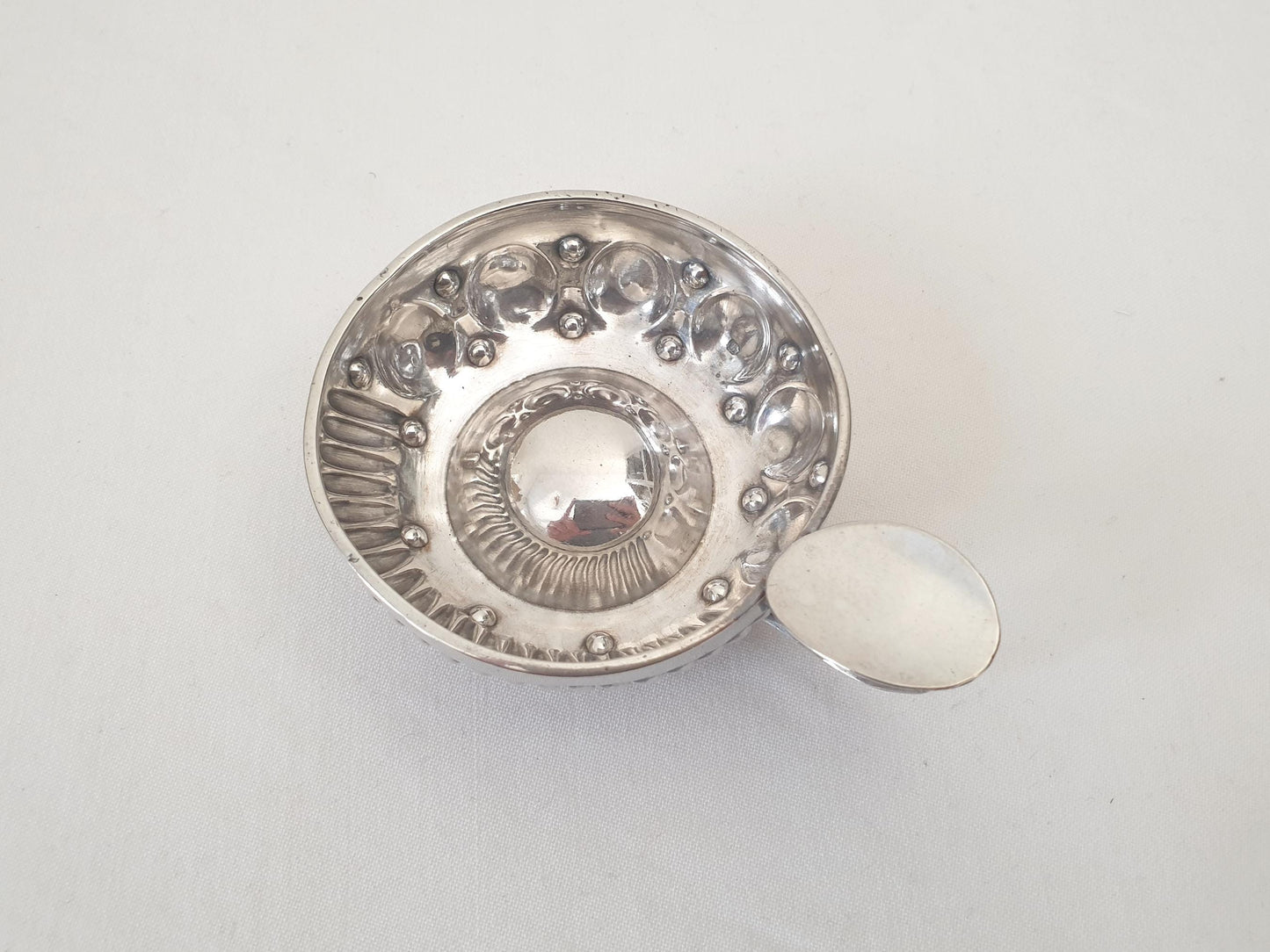 Antique French 950 Silver Wine Taster (Tastevin) with Fluted and Dimpled Design