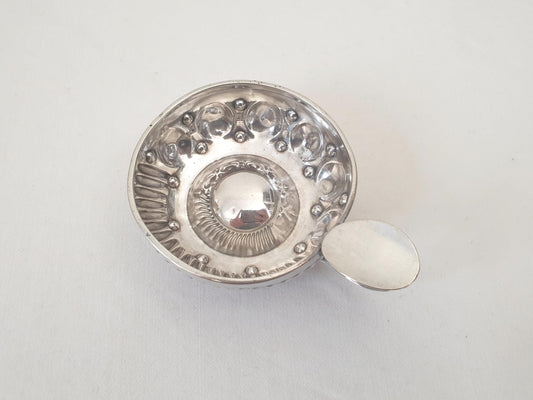 Antique French 950 Silver Wine Taster (Tastevin) with Fluted and Dimpled Design