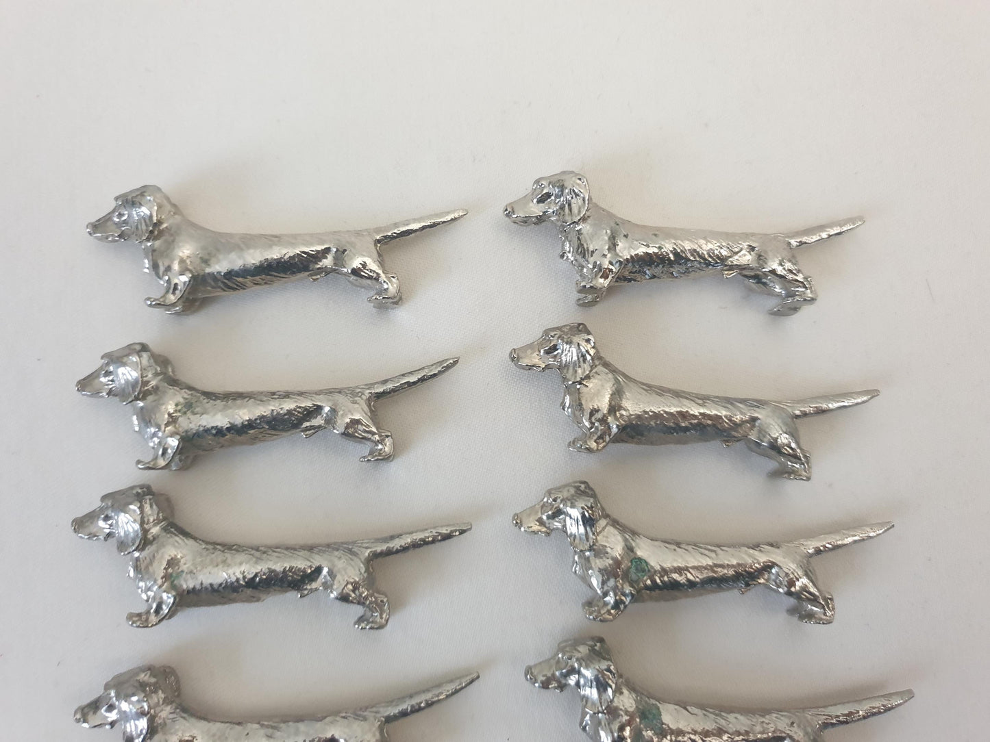 Set of 12 Vintage Silver Plated Dachshund (Teckel) Knife Rests in Blue Box