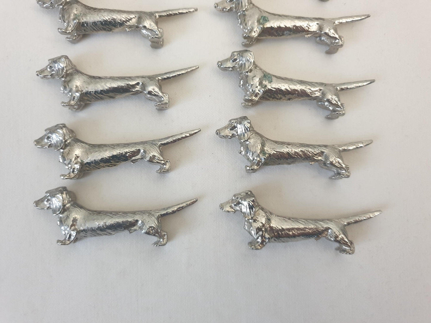 Set of 12 Vintage Silver Plated Dachshund (Teckel) Knife Rests in Blue Box