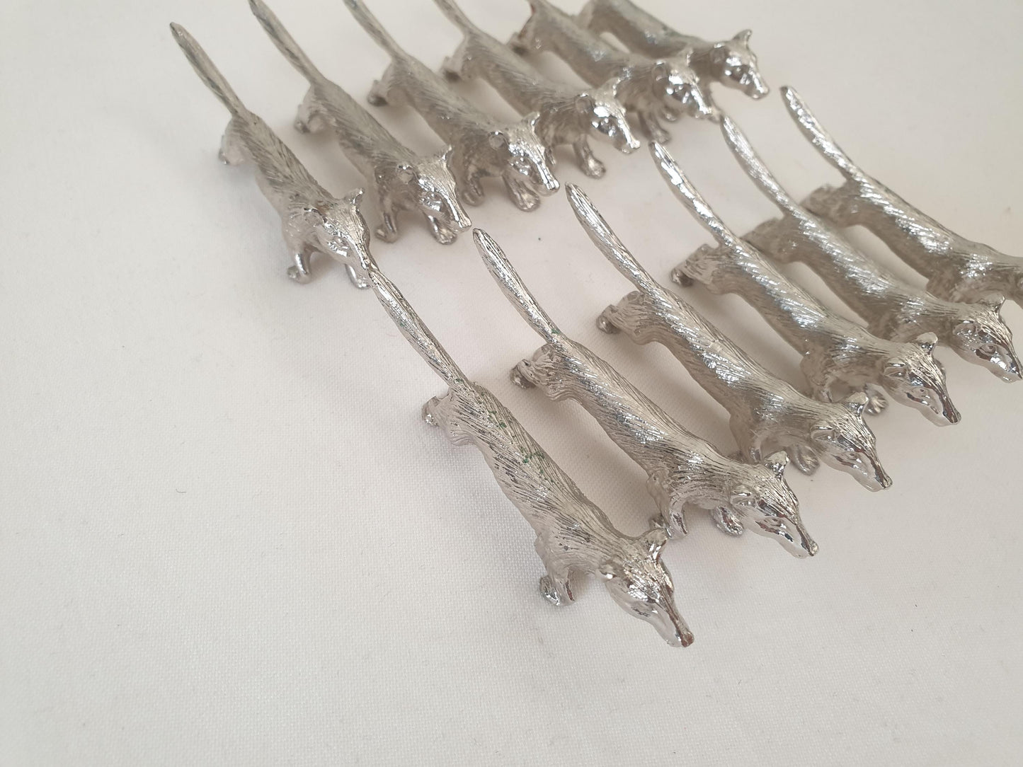 Set of 12 Vintage Silver Plated Fox Knife Rests