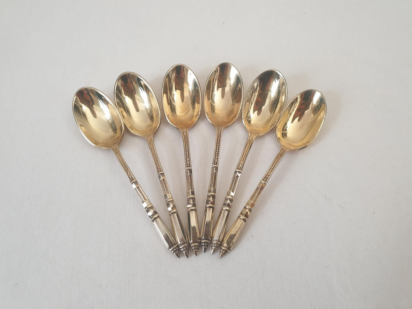 ERCUIS Set of 12 Gold Plated Metal Espresso / Moka Spoons - 12 Demitasse Spoons with Empire Russian-style Handles