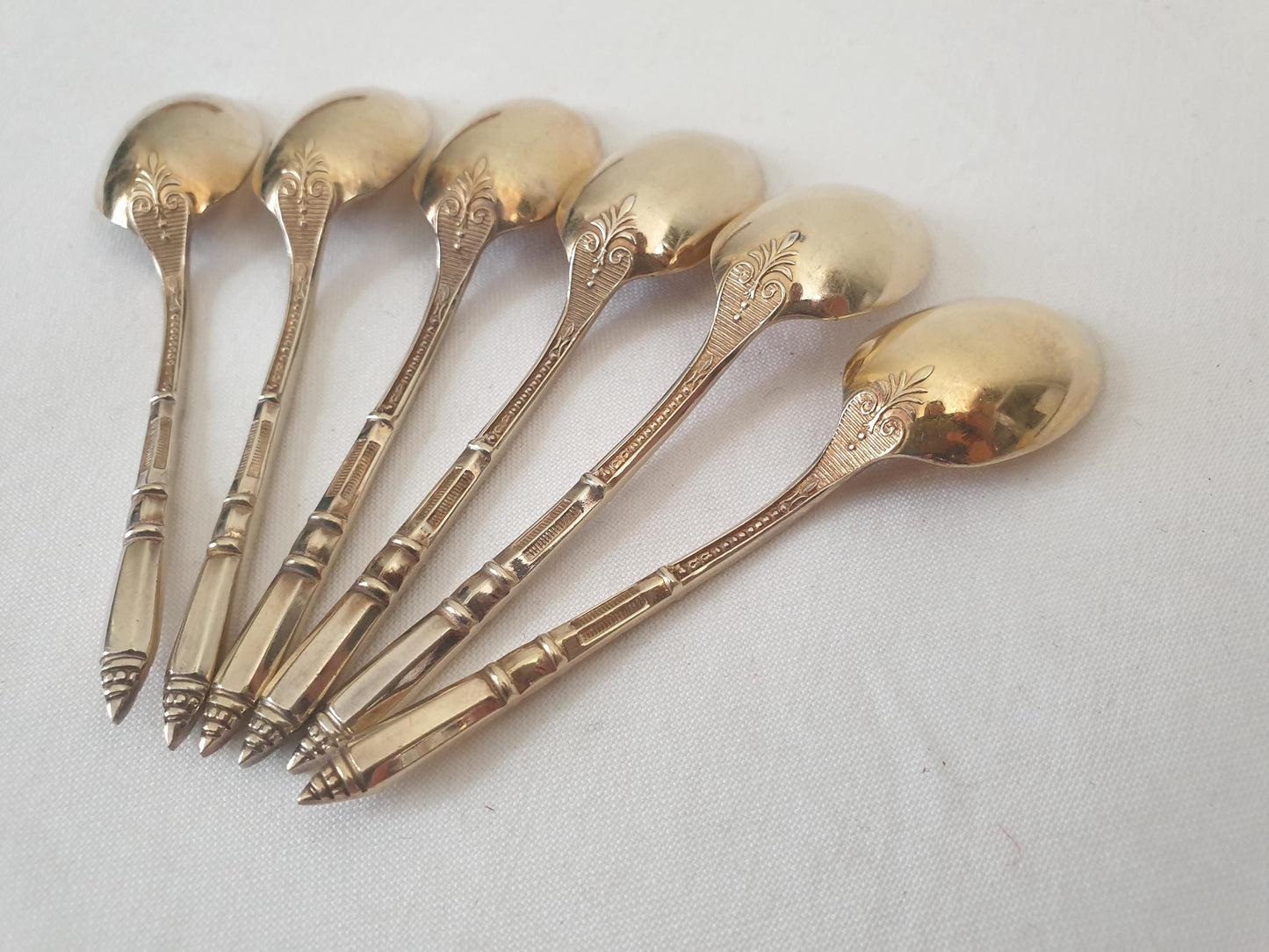 ERCUIS Set of 12 Gold Plated Metal Espresso / Moka Spoons - 12 Demitasse Spoons with Empire Russian-style Handles
