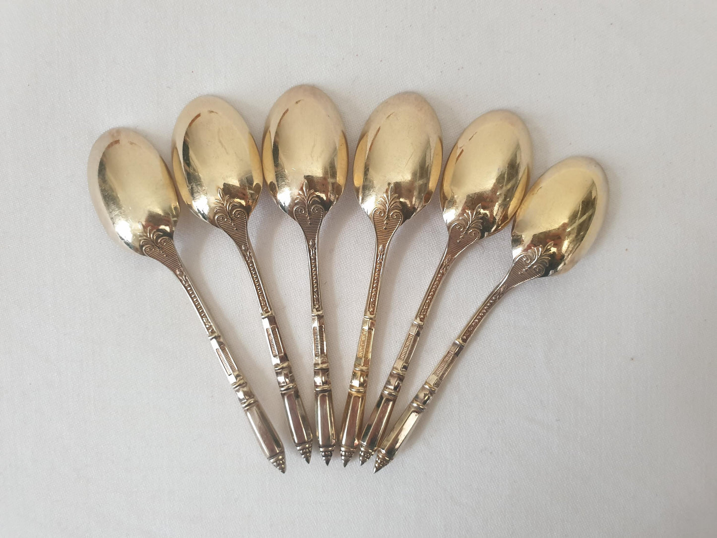 ERCUIS Set of 12 Gold Plated Metal Espresso / Moka Spoons - 12 Demitasse Spoons with Empire Russian-style Handles